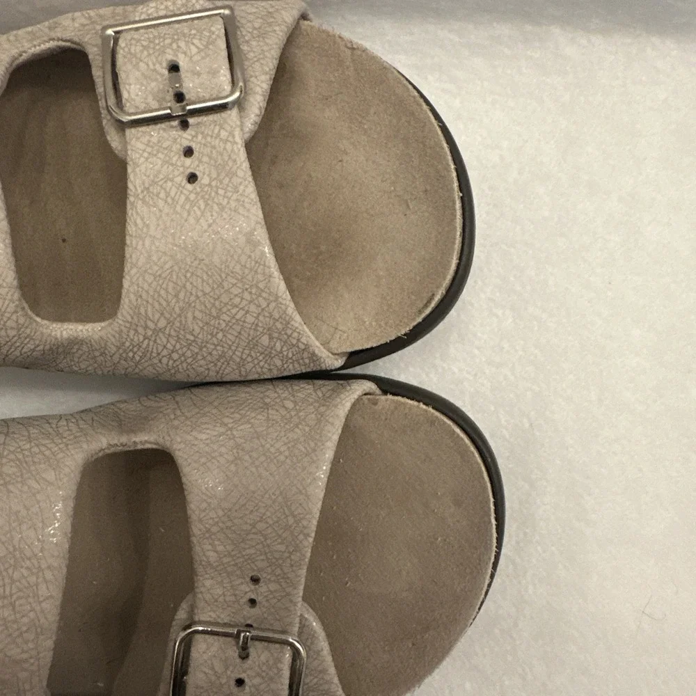 SAS Relaxed Women's Sandals Size 6.5 Web Linen Leather Tripad Comfort USA